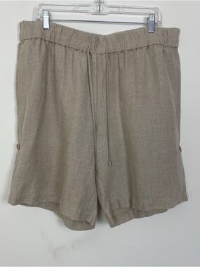 Eileen Fisher  100% Organic linen roll tab convertible pullon shorts Sz L